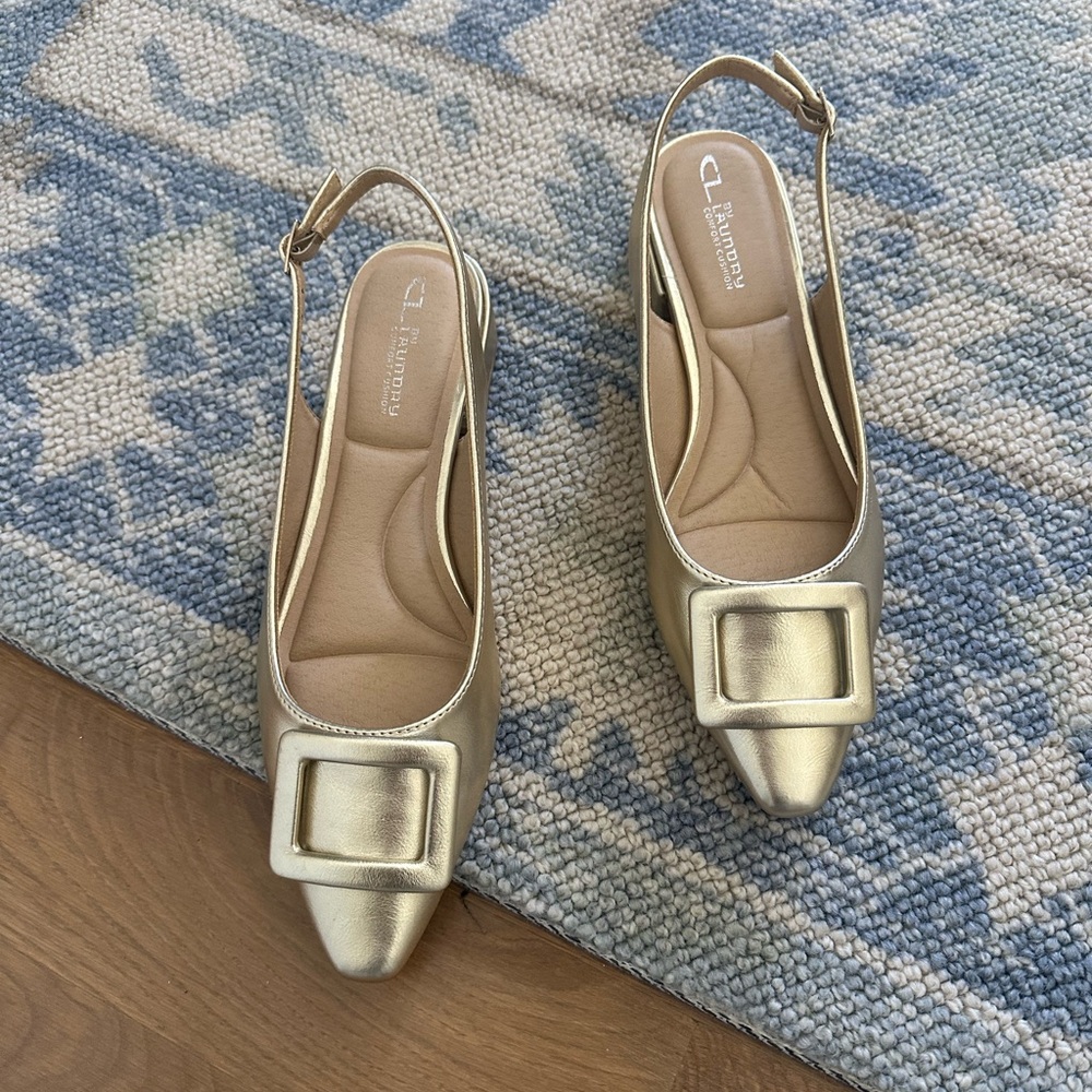 CL by Laundry Metallic Gold Slingback Flats